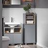 SoBuy BZR146-DG Badkamerkast met wasmand Opbergmeubel badkamer