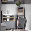 SoBuy BZR146-DG Badkamerkast met wasmand Opbergmeubel badkamer