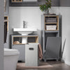 SoBuy BZR146-DG Badkamerkast met wasmand Opbergmeubel badkamer