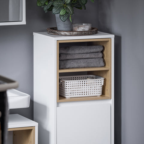 SoBuy BZR146-W Badkamerkast met wasmand Opbergmeubel badkamer