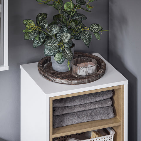 SoBuy BZR146-W Badkamerkast met wasmand Opbergmeubel badkamer