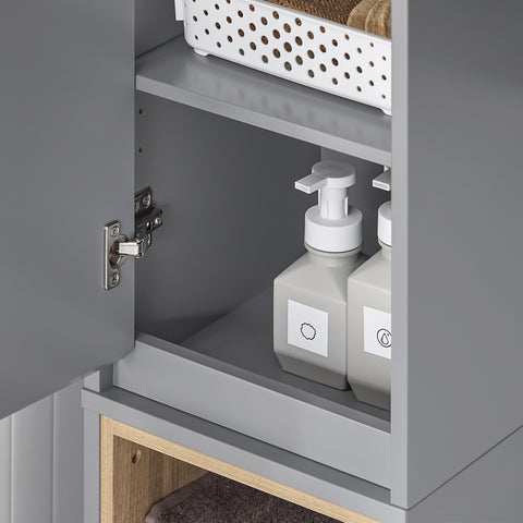 SoBuy BZR147-DG Badkamerkast, smalle plank, badkamerkast, opbergkast voor badkamer, met 2 deuren en 2 vakken, 30 x 30 x 170 cm