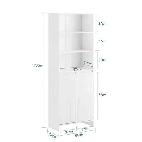 SoBuy BZR155-W Hoge kast, badkamerkast, met waszak, badkamerkast, badkamermeubel, wit (b x h x d), ca. 60 x 170 x 30 cm