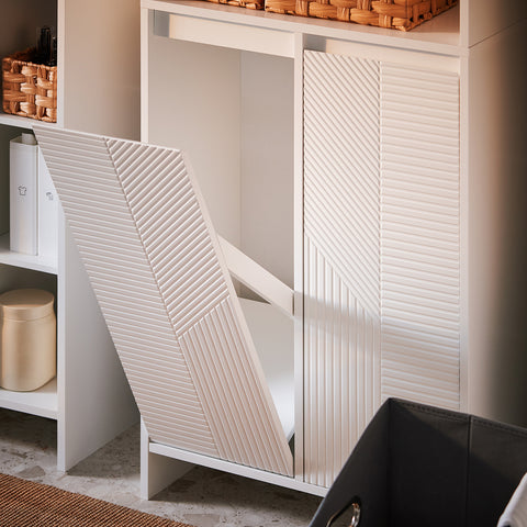 SoBuy BZR155-W Hoge kast, badkamerkast, met waszak, badkamerkast, badkamermeubel, wit (b x h x d), ca. 60 x 170 x 30 cm