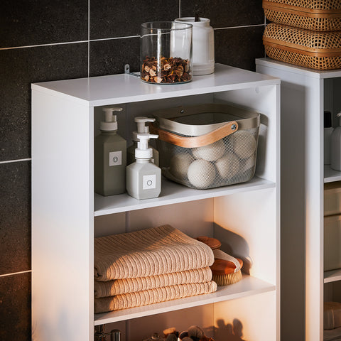SoBuy BZR155-W Hoge kast, badkamerkast, met waszak, badkamerkast, badkamermeubel, wit (b x h x d), ca. 60 x 170 x 30 cm