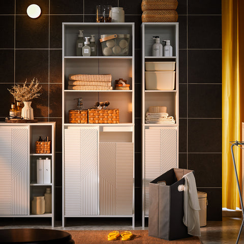 SoBuy BZR155-W Hoge kast, badkamerkast, met waszak, badkamerkast, badkamermeubel, wit (b x h x d), ca. 60 x 170 x 30 cm