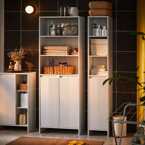 SoBuy BZR155-W Hoge kast, badkamerkast, met waszak, badkamerkast, badkamermeubel, wit (b x h x d), ca. 60 x 170 x 30 cm