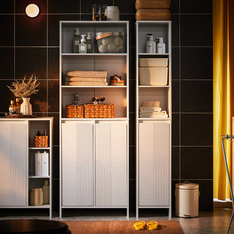 SoBuy BZR155-W Hoge kast, badkamerkast, met waszak, badkamerkast, badkamermeubel, wit (b x h x d), ca. 60 x 170 x 30 cm