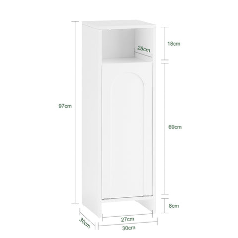 SoBuy BZR161-W Droogkast met uitklapbare waszak wasverzamelaar wasmand wasmand waskast badkamerkast wit BHT ca. 30x97x30cm