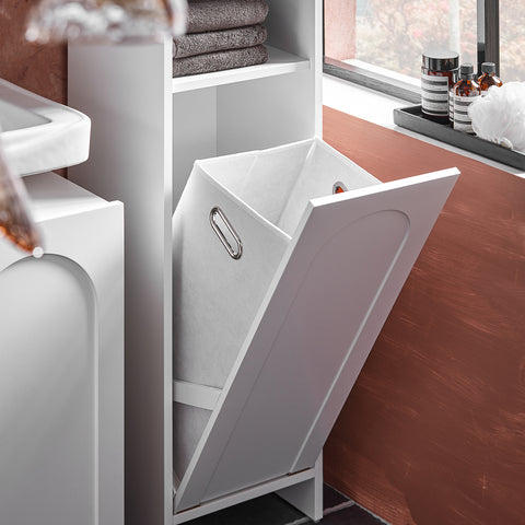 SoBuy BZR161-W Droogkast met uitklapbare waszak wasverzamelaar wasmand wasmand waskast badkamerkast wit BHT ca. 30x97x30cm