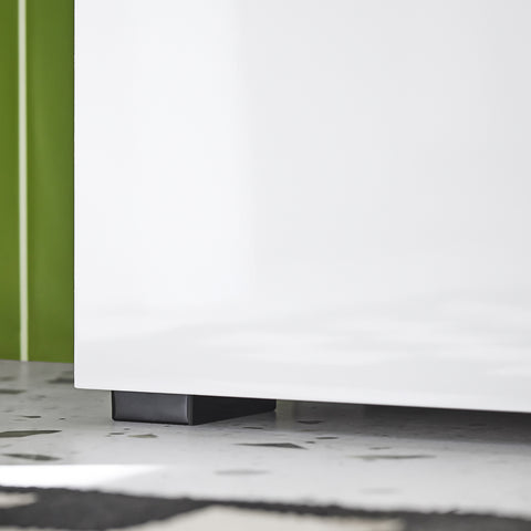 SoBuy BZR166-W Hoge kast met 2 deuren en 6 compartimenten opbergkast voor badkamer badkamerkast met open vakken smalle badkamerkast