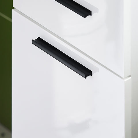 SoBuy BZR166-W Hoge kast met 2 deuren en 6 compartimenten opbergkast voor badkamer badkamerkast met open vakken smalle badkamerkast