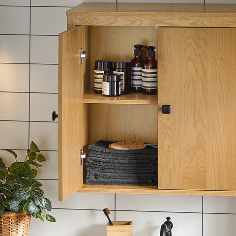 SoBuy BZR168-SN hangkast, badkamerkast, keukenkast, medicijnkast, wandkast, badkamermeubel, donkernatuur