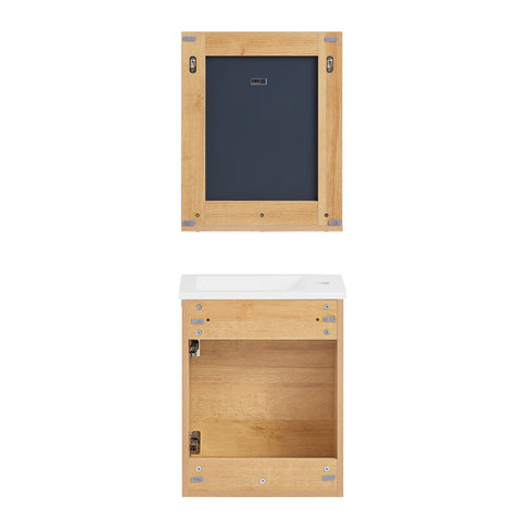SoBuy BZR169-set Hangkast voor wastafel met spiegel, wastafelmeubel met spiegel, wastafelset van keramiek met spiegel
