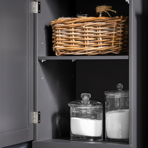 SoBuy BZR17-DG Badkamerkast Hoge kast voor in de badkamer Badkamermeubel Opbergruimte Grijs