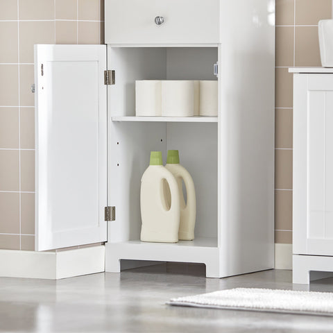 SoBuy BZR17-W Badkamerkast Hoge kast voor in de badkamer Badkamermeubel Opbergruimte Wit