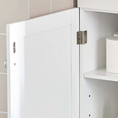 SoBuy BZR17-W Badkamerkast Hoge kast voor in de badkamer Badkamermeubel Opbergruimte Wit