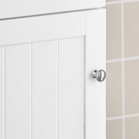 SoBuy BZR17-W Badkamerkast Hoge kast voor in de badkamer Badkamermeubel Opbergruimte Wit