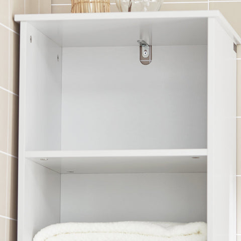 SoBuy BZR17-W Badkamerkast Hoge kast voor in de badkamer Badkamermeubel Opbergruimte Wit