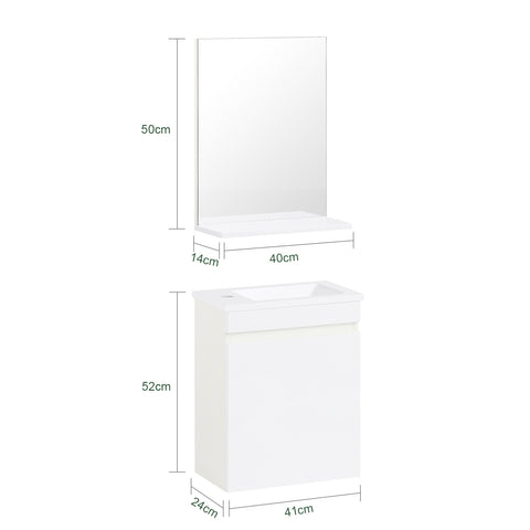 SoBuy BZR170-SET Wastafelonderkast smal badkamermeubel set wandspiegel badkamerkast wastafel wastafel met onderkast