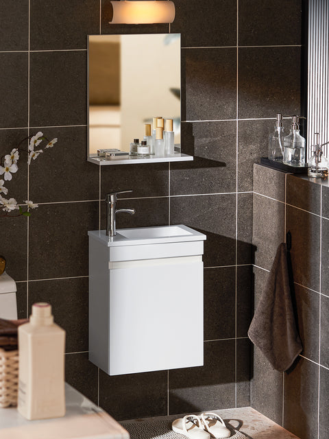 SoBuy BZR170-SET Wastafelonderkast smal badkamermeubel set wandspiegel badkamerkast wastafel wastafel met onderkast
