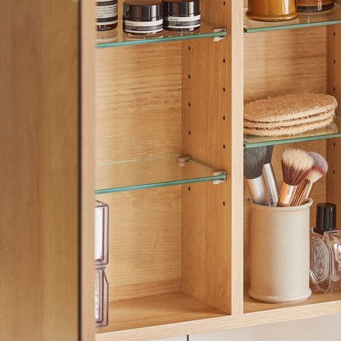 SoBuy BZR173-N Hangkast met 1 spiegeldeur, spiegelkast, opbergkast voor badkamer, badkamerkast met open vakken, badkamerkast