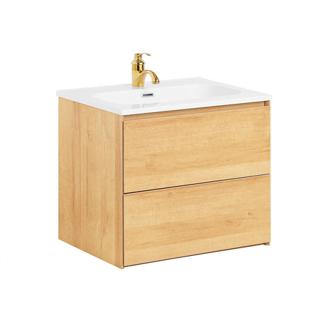 SoBuy BZR174-N Wastafelonderkast smal badkamerkast, wastafel, wastafel met onderkast, badmeubel, naturel, 61 x 54 x 46 cm