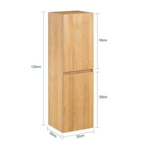 SoBuy BZR175-N Hoge kast, hangkast, opbergkast voor badkamer, smalle badkamerkast, hangend rek, naturel BHT ca. 35 x 120 x 30 cm