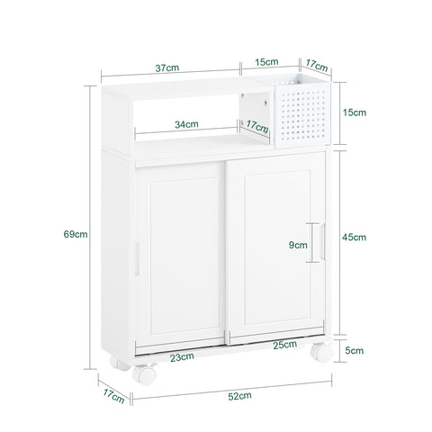 SoBuy BZR176-W nisrek 17 cm niskast met wielen keukenrek niswagen trolley smalle plank toiletpapier opslag badkamermeubel