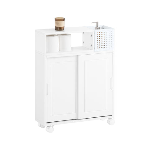 SoBuy BZR176-W nisrek 17 cm niskast met wielen keukenrek niswagen trolley smalle plank toiletpapier opslag badkamermeubel