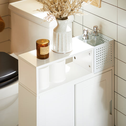 SoBuy BZR176-W nisrek 17 cm niskast met wielen keukenrek niswagen trolley smalle plank toiletpapier opslag badkamermeubel