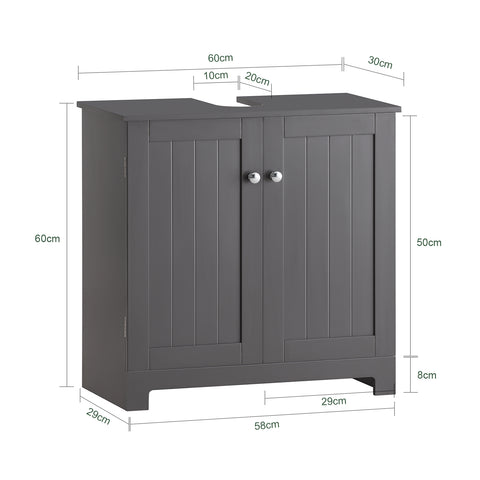 SoBuy BZR18-DG 2-laags badmeubel met 2 deuren badkamer opbergkast - W60cm x D29cm x H60cm