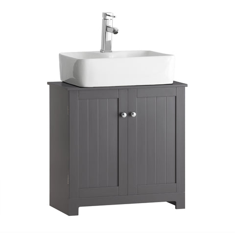 SoBuy BZR18-DG 2-laags badmeubel met 2 deuren badkamer opbergkast - W60cm x D29cm x H60cm