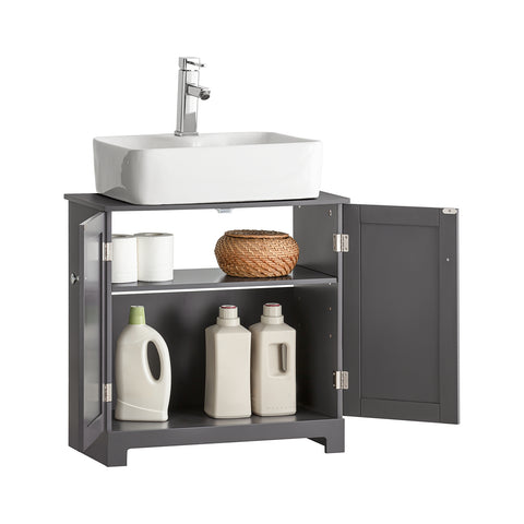 SoBuy BZR18-DG 2-laags badmeubel met 2 deuren badkamer opbergkast - W60cm x D29cm x H60cm