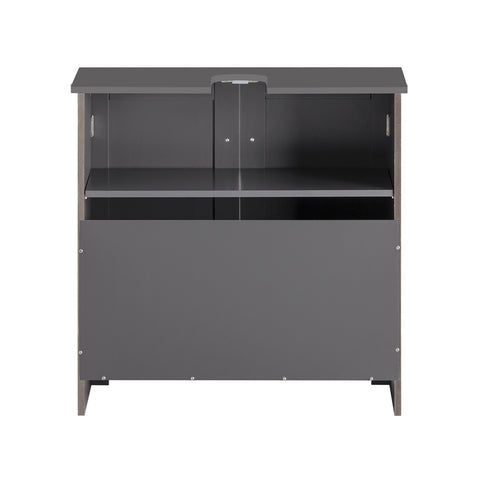SoBuy BZR18-DG 2-laags badmeubel met 2 deuren badkamer opbergkast - W60cm x D29cm x H60cm
