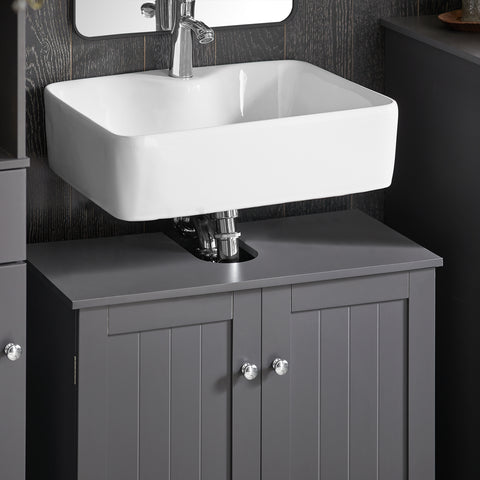 SoBuy BZR18-DG 2-laags badmeubel met 2 deuren badkamer opbergkast - W60cm x D29cm x H60cm