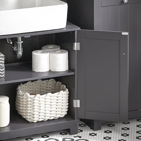 SoBuy BZR18-DG 2-laags badmeubel met 2 deuren badkamer opbergkast - W60cm x D29cm x H60cm