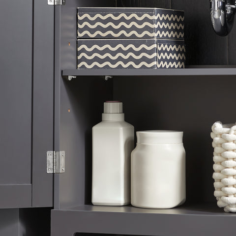 SoBuy BZR18-DG 2-laags badmeubel met 2 deuren badkamer opbergkast - W60cm x D29cm x H60cm