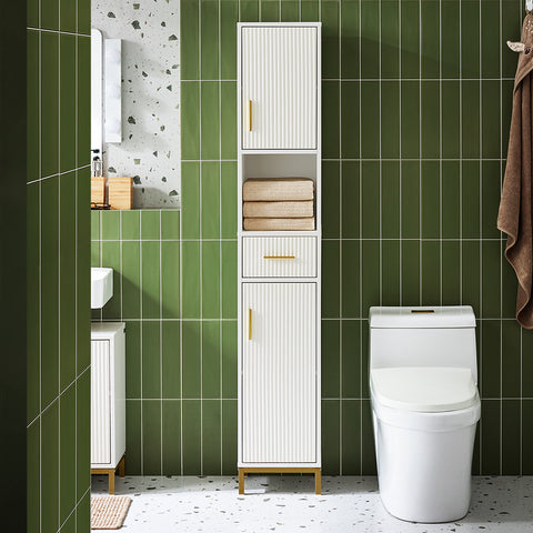 SoBuy BZR181-W Badkamerkolomkast, Smalle Opbergkast