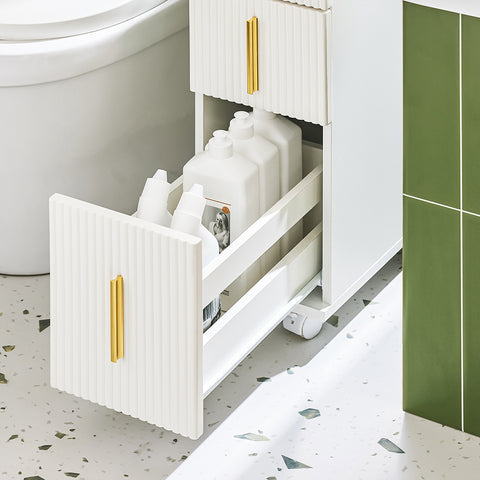 SoBuy BZR183-W Toiletkast WC Toiletrolhouder Badkamermeubel