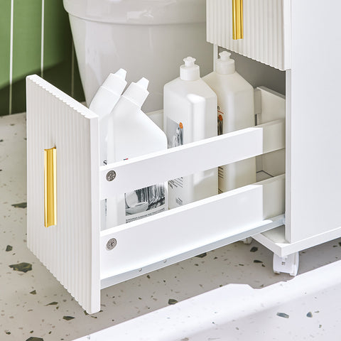 SoBuy BZR183-W Toiletkast WC Toiletrolhouder Badkamermeubel
