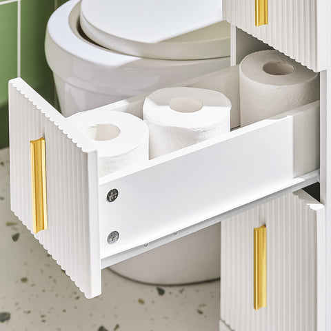 SoBuy BZR183-W Toiletkast WC Toiletrolhouder Badkamermeubel