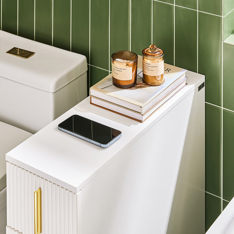 SoBuy BZR183-W Toiletkast WC Toiletrolhouder Badkamermeubel