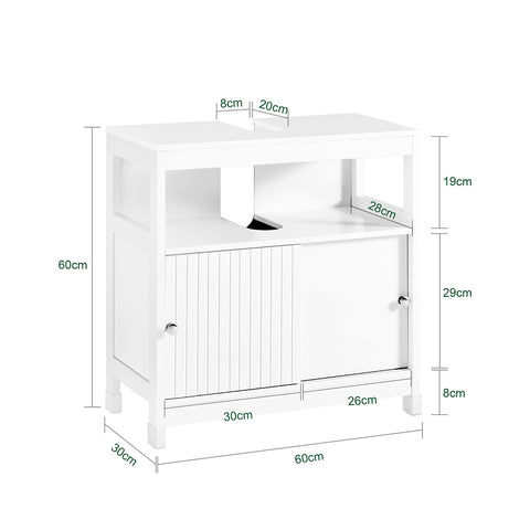 SoBuy BZR185-W Wastafelonderkast, badkamerkast, wastafel, onderkast, badkamermeubel, wit, BHT ca. 60 x 60 x 30 cm