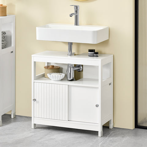 SoBuy BZR185-W Wastafelonderkast, badkamerkast, wastafel, onderkast, badkamermeubel, wit, BHT ca. 60 x 60 x 30 cm
