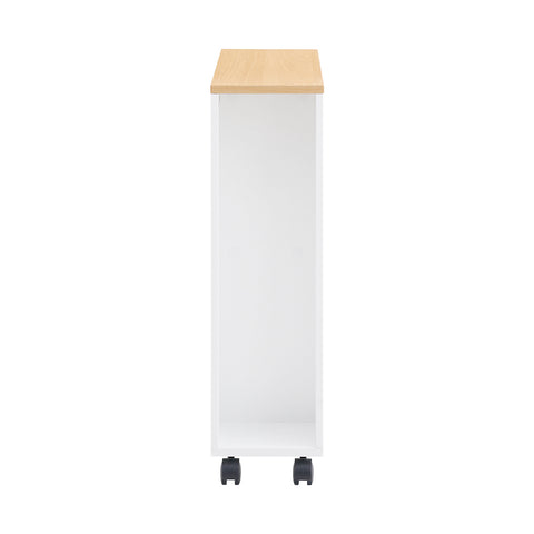 SoBuy BZR190-WN Toiletpapierhouder, Toiletpapierhouder, Badkamermeubel op wieltjes, wit en natuur