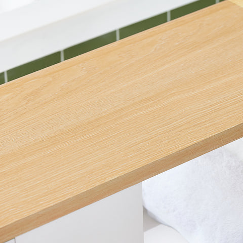 SoBuy BZR190-WN Toiletpapierhouder, Toiletpapierhouder, Badkamermeubel op wieltjes, wit en natuur