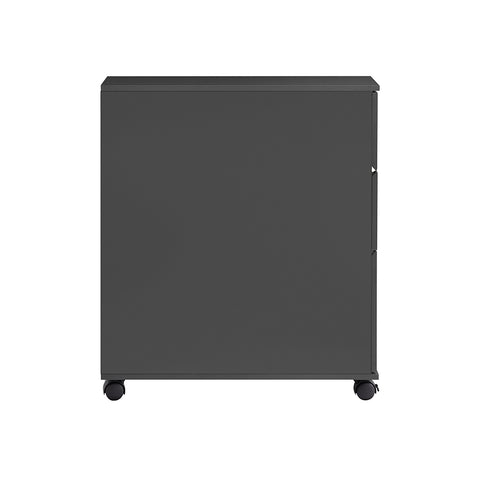 SoBuy BZR191-DG smalle badkamerkast op wielen, toiletrolhouder met wielen, compact toiletkastje, 3 lades