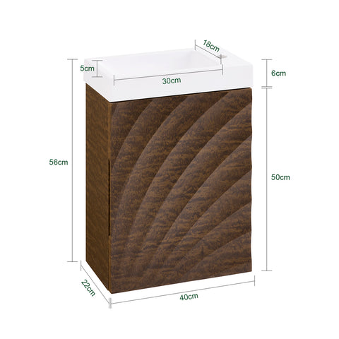 SoBuy BZR197-N Hangkast met wastafel, badkamermeubel met wastafel, wastafelset, handwasmachine