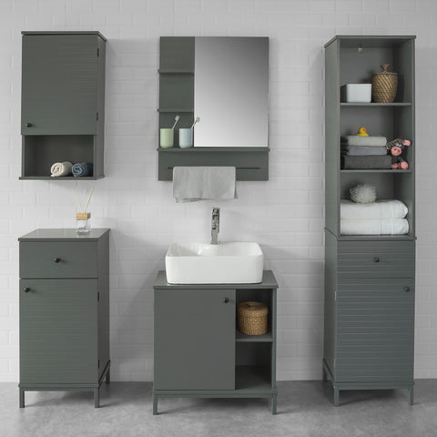 SoBuy BZR25-DG Medicijnkast -Badkamer - Verstelbare plank - Donkergrijs